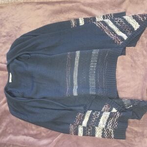 Anthropologie Cloud Chaser Large Blue Neck Cardigan Wrap Sweater